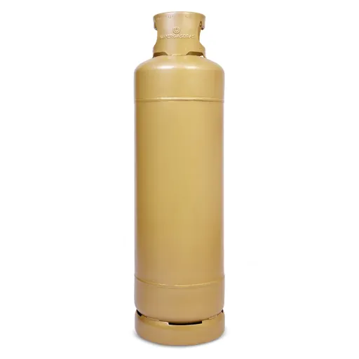 Botijão de gás dourado de 45 kg da Supergasbras